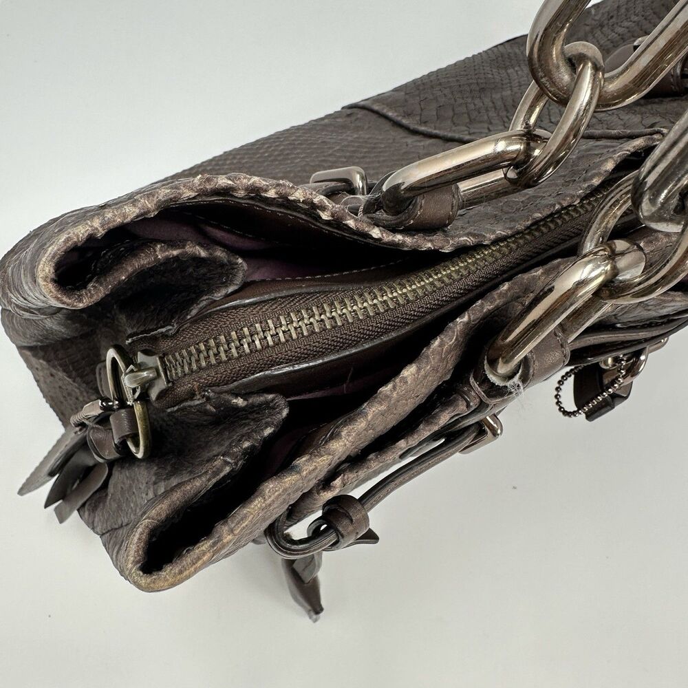 Coach 18741 Brown Bronze Python Embossed Leather Chelsey Jayden Satchel Purse - Picture 12 of 15